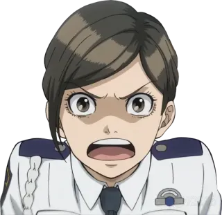 😡 Anime, Wütend, Frau, Polizei, Beamter, Gesichtsausdruck whatsapp sticker
