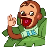😉 monkey, animal, leaves, cheerful, cartoon telegram sticker
