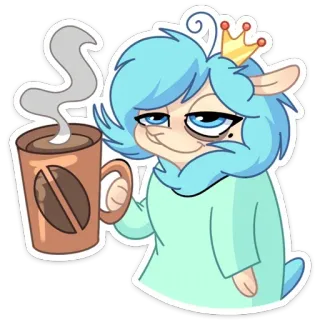 ☕️ sticker, cartoon, kaffee, schaf, müde, morgen, krone telegram sticker