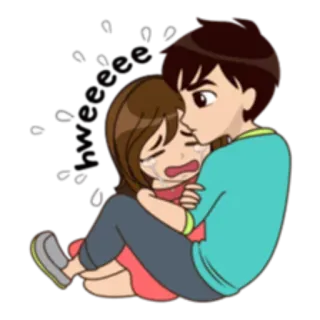 😭 悲しい, 泣く, ハグ, カップル, アニメ, 感情, 関係 telegram sticker