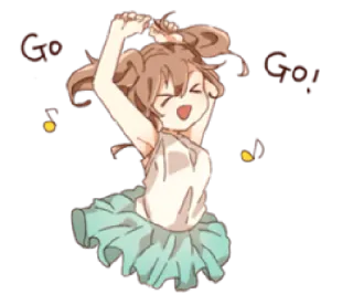 😆 Go! Go! anime, girl, dancing, cheerful, music, positive telegram sticker