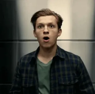 😳 Peter Parker Spider-Man Peter Parker, Tom Holland, chocado, surpreso, Meme, Spider-Man telegram sticker
