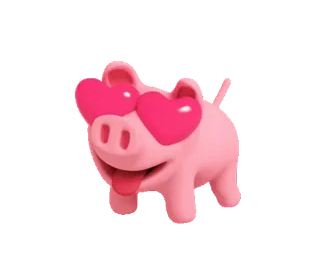 😍 หมู, ความรัก, ตาเป็นรูปหัวใจ, สัตว์, น่ารัก telegram sticker