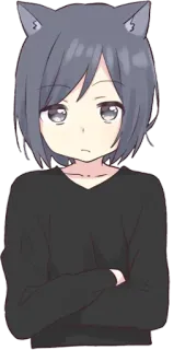 ☹️ Anime, Telinga kucing, Manga, Karakter, Kartun, Rambut abu-abu telegram sticker