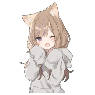 ☺️ Anime, Katmeisje, Schattig, Cartoon, Illustratie telegram sticker