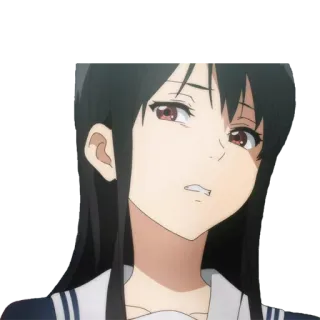 😒 anime, girl, cartoon, character, school uniform whatsapp sticker
