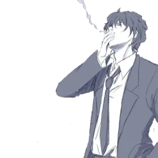 🧊 สูบบุหรี่, อนิเมะ, ผู้ชาย, สูท, บุหรี่ telegram sticker