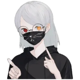 😁 anime, girl, glasses, mask, pointing telegram sticker