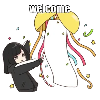 🤔 welcome mignon, animé, fête, soirée, dessin animé whatsapp sticker