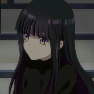 ➖ anime, girl, black hair, purple eyes, long hair telegram sticker