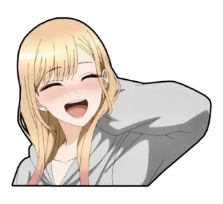 😅 Marin Kitagawa My Dress-Up Darling อนิเมะ, มังงะ, น่ารัก, ผู้หญิง, ยิ้ม, มีความสุข, ภาพเหมือน telegram sticker
