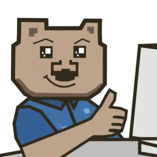 👍 urso, computador, polegar para cima, aprovação, positivo, desenho animado whatsapp sticker