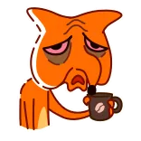 ☕️ orange, endormi, café, fatigué, monstre telegram sticker