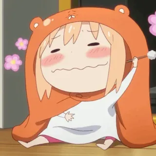💕 Umaru Doma Himouto! Umaru-chan Аниме, Мультфильм, Умару, Милый, Толстовка, Оранжевый, Каваи telegram sticker