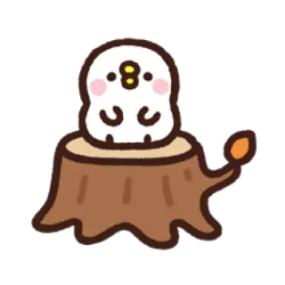 👼 süß, kawaii, tier, cartoon, entzückend, baumstumpf telegram sticker