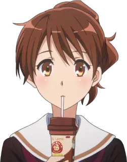 😐 Anime, Mädchen, Trinken, Süß, Cartoon telegram sticker