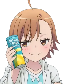 😏 potato chips Anime, Chica, Papas fritas, Snack, Comida telegram sticker