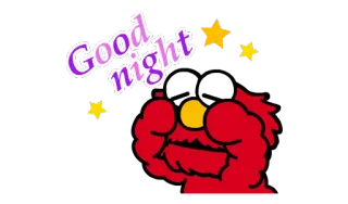 🌝 Elmo Sesame Street Good night เอลโม, ราตรีสวัสดิ์, เซซามีสตรีท, การ์ตูน, ดาว, ง่วง telegram sticker