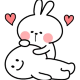 😍 rabbit, hug, cute, love, cartoon, sticker telegram sticker