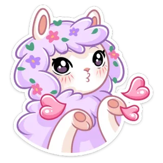 🥰 lama, alpaca, carino, kawaii, animale, adesivo, cartone animato whatsapp sticker