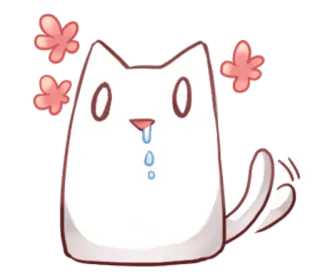🤤 gato, gato blanco, lindo, kawaii, sticker, emoji, baba whatsapp sticker