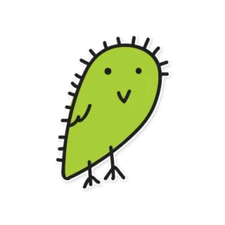 🦔 귀여운, 만화, 새, 초록색, 스티커, 카와이 telegram sticker