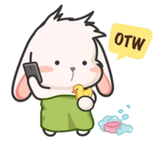 ⚪️ OTW coniglio, coniglio, anatra, bagno, asciugamano, sapone telegram sticker