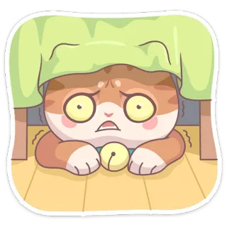 😳 кот, испуганный, под столом, напуганный, котёнок, мультфильм, животное telegram sticker