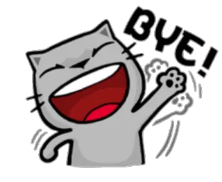 ✋ BYE! Katze, winkend, Tschüss, Tschüss, fröhlich, Cartoon, Animation telegram sticker