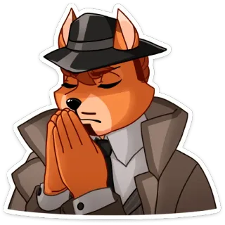 🙏 raposa, detetive, desenho animado, adesivo, animal, antropomórfico telegram sticker