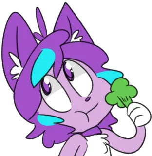 🍆 การ์ตูน, สติกเกอร์, สีม่วง, บรอกโคลี, น่ารัก, สัตว์ telegram sticker