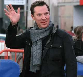 👋 Benedict Cumberbatch actor, celebrity, man, waving, scarf, jacket telegram sticker