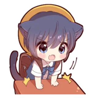 🍓 gato, anime, chibi, fofo, adesivo telegram sticker