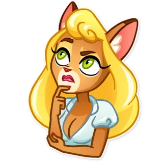 🤔 Dibujo animado, Gato, Personaje, Rubio, Pensando, Posando, Pegatina, Felino telegram sticker