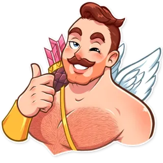 👍 Cupidon, Amour, Saint-Valentin, Ange, Dessin animé, Romance telegram sticker