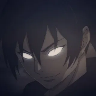 🔰 anime, glowing eyes, dark, male, serious, character, portrait telegram sticker
