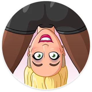 🙃 donna, bionda, cartone animato, a testa in giù, gambe telegram sticker