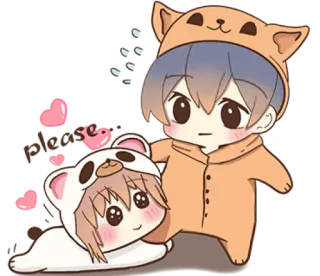 🥺 Love anime, kawaii, cute, bear, love, cartoon telegram sticker