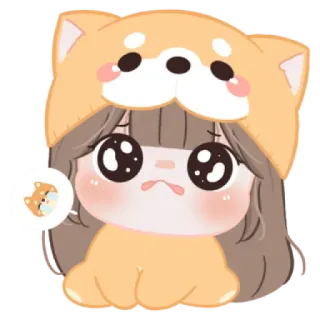 😭 стикер, милый, девушка, собака, аниме, мультфильм, грустный telegram sticker