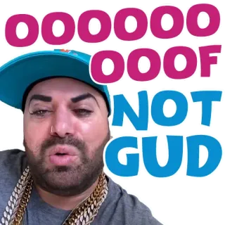 😵 OOOOOO OOOOF NOT GUD Мем, Смешно, Фраза, Выражение, Плохо, Лицо, Мужчина whatsapp sticker