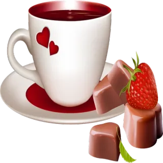 ☕ чашка, клубника, шоколад, сердечки, напиток telegram sticker
