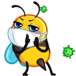🦠 ผึ้ง, นิ้วกลาง, การ์ตูน, ไวรัส, หน้ากาก, หยาบคาย, ดูถูก telegram sticker