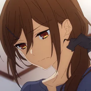 ✏️ anime, garota, cabelo castanho, expressão telegram sticker
