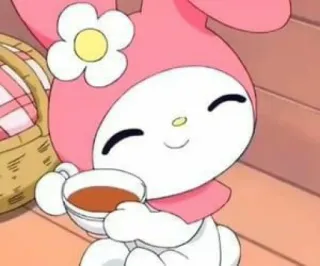 🌷 My Melody คาวาอิ, ซานริโอ, น่ารัก, กระต่าย, ชา, การ์ตูน, สีชมพู, กระต่าย telegram sticker