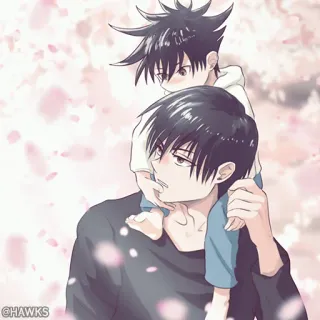 🖤 @HAWKS Anime, Ragazzo, Padre, Figlio, Fiori di ciliegio, Famiglia, Carino whatsapp sticker