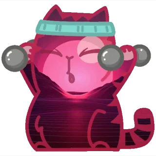 💪 gatto, esercizio, fitness, manubri, allenamento, palestra, gatto cartone animato telegram sticker