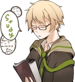 🤓 study учеба, очки, книга, аниме, мультфильм telegram sticker