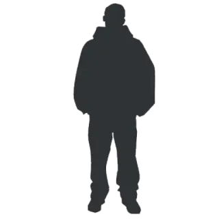 😕 silueta, hombre, persona, sudadera con capucha, figura, sombra, aislado telegram sticker