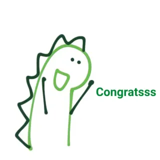 🐛 Congrats dinozaur, gratulacje, świętowanie, kreskówka, słodki, pozdrowienia, dino telegram sticker