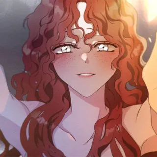 ♥️ Anime, Donna, capelli rossi, Cartone animato telegram sticker